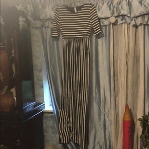 Black and white striped maxi dress